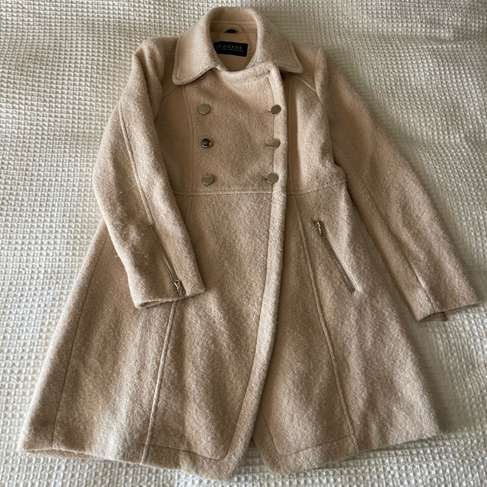 Pink Wool Pea Coat - L